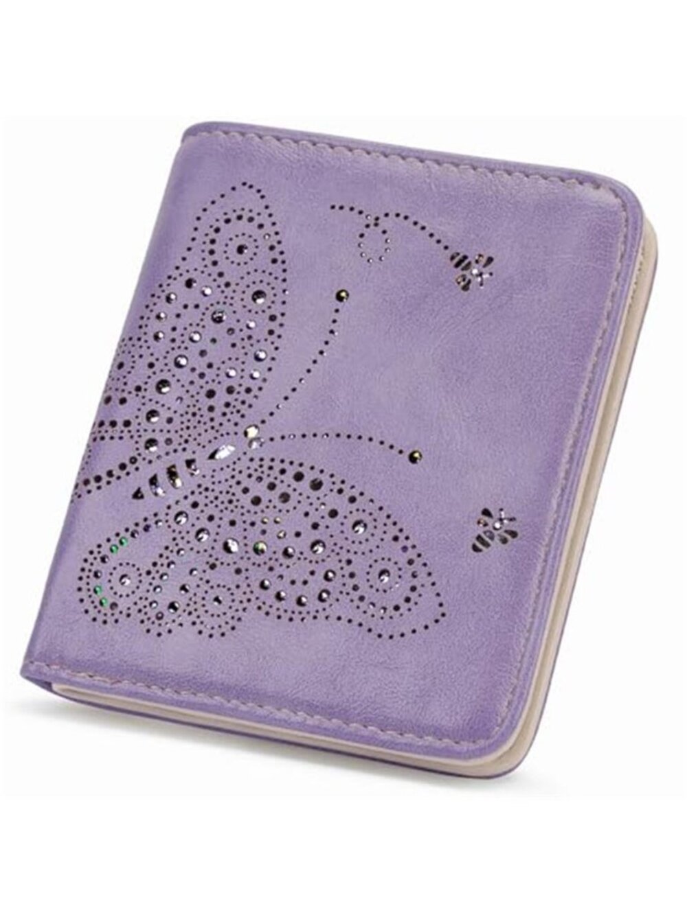 Purple Butterfly Bifold Wallet RFID Blocking Small Slim Card Holder Coin Purse
